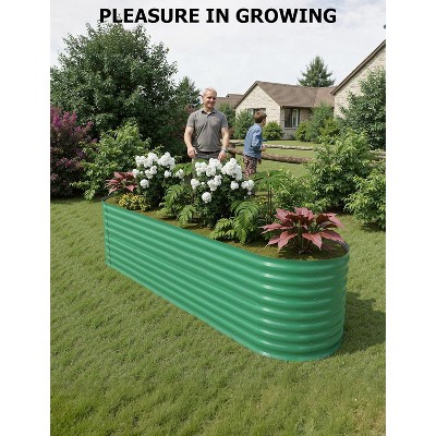 2PCS Galvanized Raised Garden Beds 4x2x2 FT, Self-Watering Metal Planters, Durable Outdoor Vegetable Planter Boxes, Green