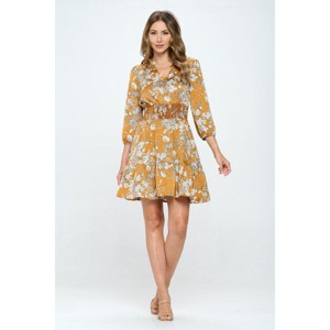 WEST K Womens Bea Three Quarter Sleeve Smocked Dress - 1 of 4