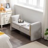 Velvet Fabric Storage Bench Bedroom Bench With Gold Metal Trim Strip For Living Room Bedroom Indoor,Light Gray - 2 of 4