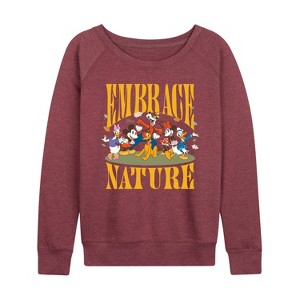 Women's - Disney - Embrace Nature Lightweight French Terry Wide Neck Long Sleeve Shirt - 1 of 4
