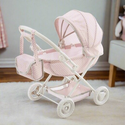 Olivia's Little World Polka Dot Princess Pram Stroller with Canopy for 16-18" Dolls