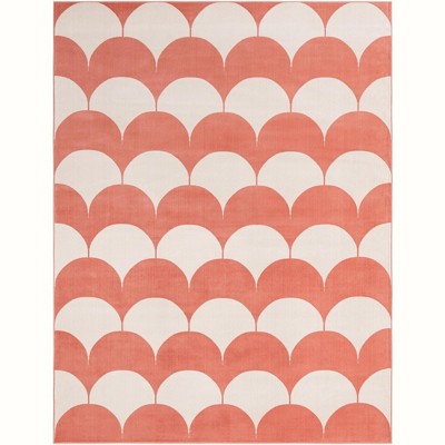 Soft Coral Pink and Ivory Abstract 8' x 10' Kids Rug