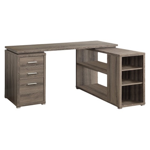 Hollow Core Left Or Right Facing Corner Desk Dark Taupe