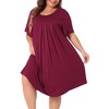 Agnes Orinda Women's Plus Size Comfort Short Sleeve Round Neck Nightgown - 2 of 4