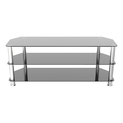 Glass Shelves TV Stand for TVs up to 60" - Silver/Black