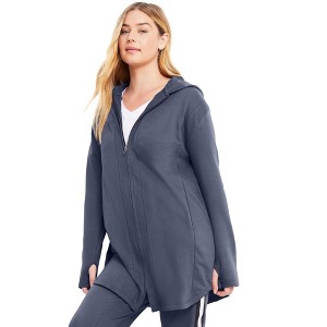 June + Vie by Roaman's Women's Plus Size Zip-Up French Terry Hoodie - 1 of 4