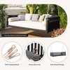 Vynxaria Patio Minimalist Twin Size Garden Swing Bed Wood Porch Swing with Ropes for Backyard, Safe Sloped Design, Black - 3 of 4
