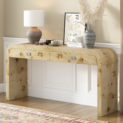 60'' Modern Entryway Console Table with 2 Drawers,Sturdy Sofa Table with Rounded Edges for Hallway or Living Room-Baofuwish