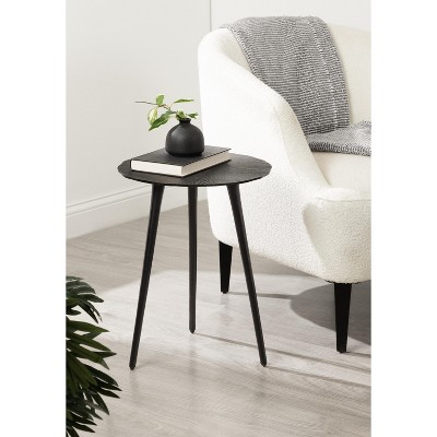 Black Aluminum Round Side Table with Tapered Legs
