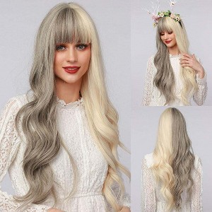 Jessie's Wig 30 Inch Long Wavy Cosplay Wigs Synthetic Wigs Half Ash Blonde Half Blonde 1 Pc/Pack - 1 of 4