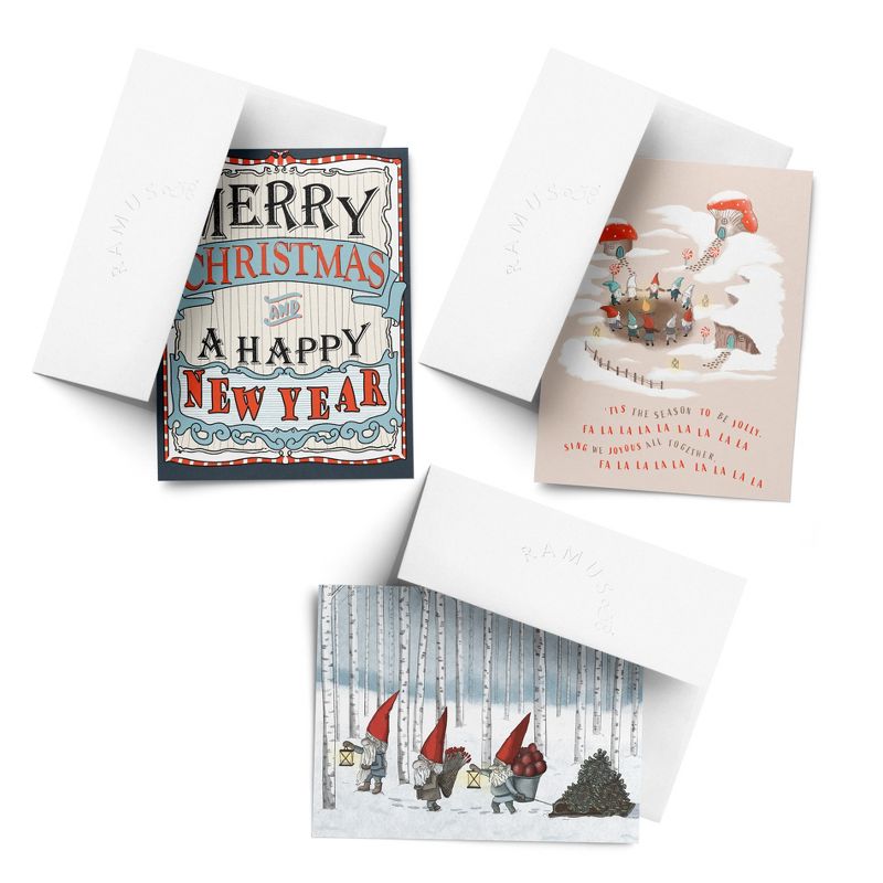 Holiday Winter Card Pack (3ct, Assorted) Falalalala, Gnome, Merry Christmas and a Happy New Year by Ramus & Co, 1 of 5