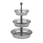 Hallops 3 Tier Serving Tray - Galvanized Metal Stand for Rustic Dessert, Cupcake, Fruit & Party Platter