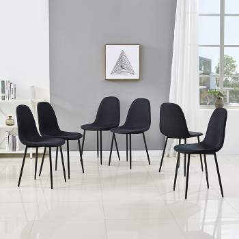 INO Design Dining Chairs, Modern Upholstered Side Chairs, Armless Curved Back with Black Metal Legs for Kitchen Decor, Living Room Furniture, Office