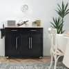 Tangkula Kitchen Island Trolley Cart Wood Top Rolling Storage Cabinet w/Knife Block Black - 2 of 4