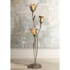 Franklin Iron Works Rustic Farmhouse Sculptural Floor Lamp 68 1/4" Tall Bronze Gold 3-Light Amber Glass Intertwined Lily Flower Shade for Living Room - 2 of 4