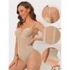 Allegra K Women's Built with Bra Mesh Panel Tummy Control Sculpting Leotard with Adjustable Straps - 3 of 4