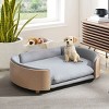 Bulldog Large Size XL Dog Beds With Removable Cover, Velvet Cushion With Solid Wood legs and Bent Wood Back-The Pop Home - 3 of 4