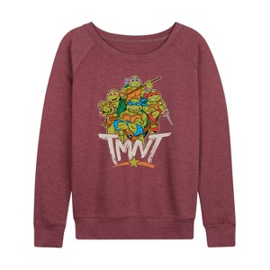 Women's - Teenage Mutant Ninja Turtles - Rebel Road Group Lightweight French Terry Wide Neck Long Sleeve Shirt - 1 of 4