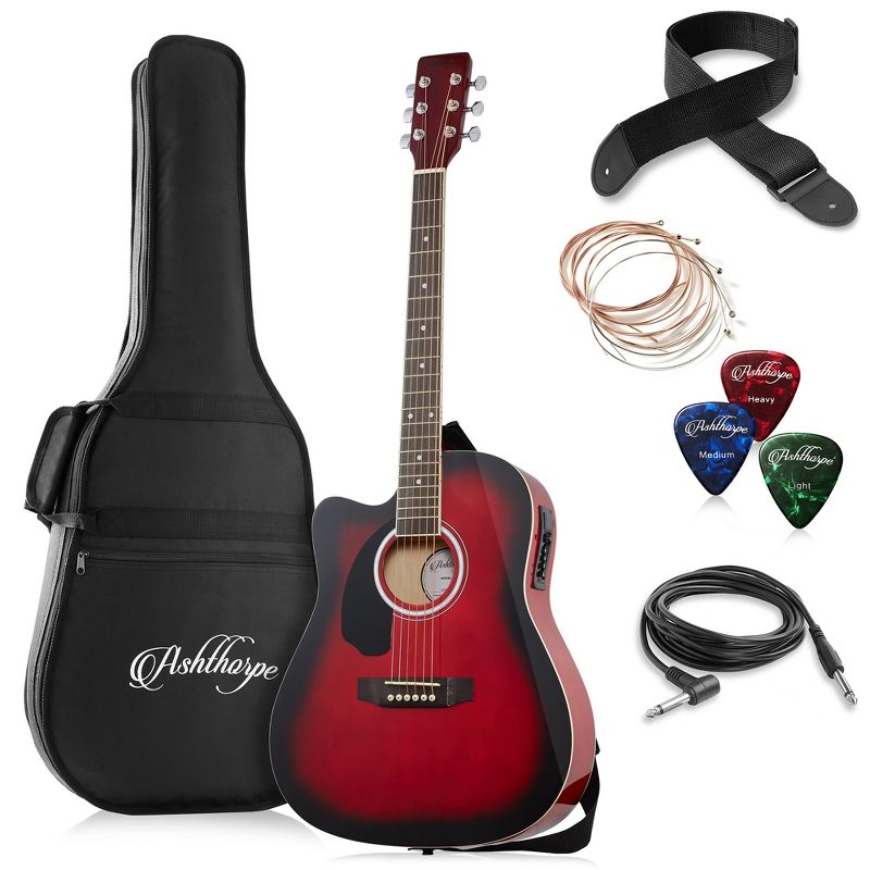 Ashthorpe Left-Handed Full-Size Cutaway Dreadnought Acoustic Electric Guitar Package with Premium Tonewoods, 1 of 8