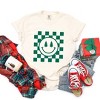 Simply Sage Market Women's Checkered Christmas Smiley Short Sleeve Garment Dyed Tee - 3 of 4