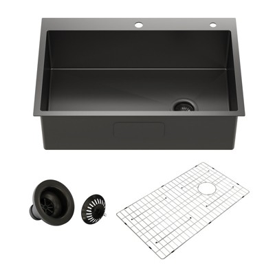 33" Gunmetal Black Stainless Steel Farmhouse Kitchen Sink
