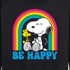 Women's - Peanuts - Be Happy Rainbow Lightweight French Terry Wide Neck Long Sleeve Graphic Shirt - 2 of 4