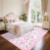 Floral Rugs for Living Room Bedroom Washable Bow Pattern Area Rug Non Slip Low Pile Indoor Home Decor Carpet - 4 of 4