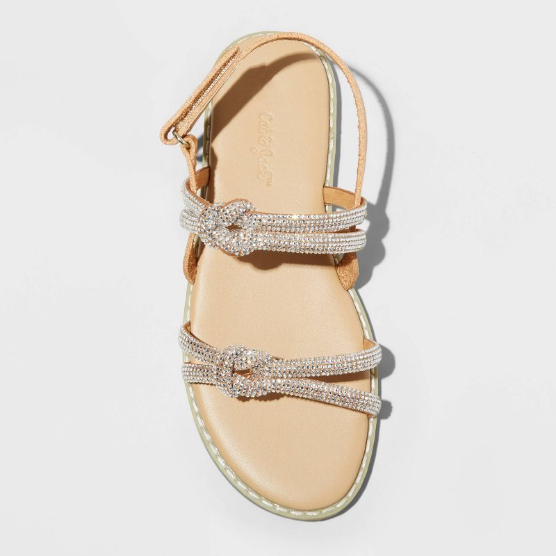 Kids' Raven Knotted Rhinestone Sandals - Cat & Jack™ Brown, 4 of 7
