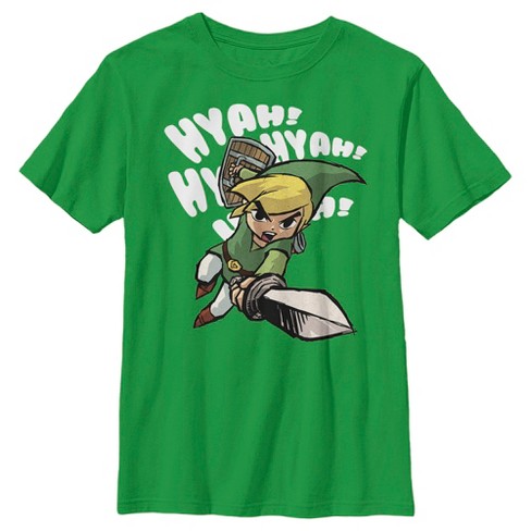 Boy s Nintendo The Legend of Zelda The Windwaker Link Hyah T Shirt Kelly Green Large