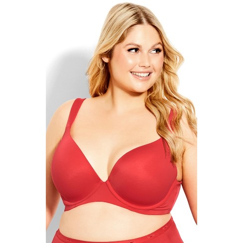 AVENUE | Women's Plus Size Bra Fashion Plunge - Rose Red - 48DD