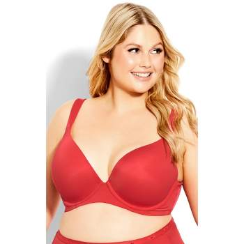 Smart & Sexy Women's Plus Size Retro Lace & Mesh Unlined Underwire Bra No  No Red 42g : Target