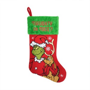 WondaPop How the Grinch Stole Christmas Grinch and Max 20" Applique Christmas Stocking - 1 of 4