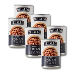 DeLallo Roman Beans, Borlotti Beans for Soups, Salads, and Dips, Non-GMO, Kosher, No Preservatives, Tender Creamy Texture, 15.5 oz Can (6-Pack) - 1 of 2