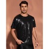 Lars Amadeus Men's Round Neck Short Sleeves Nightclub Party Metallic T-Shirt - 2 of 4