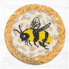 Earth Rugs Bee Coaster – 5"x5" Braided Jute with Hand-Printed Bee Design for Farmhouse, Garden, or Nature-Inspired Decor - 2 of 3