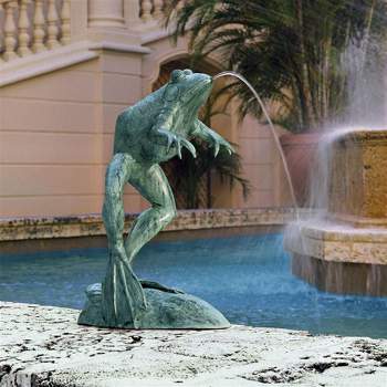 Design Toscano Giant Jumping, Spitting, Leaping Frog Bronze Garden Statue