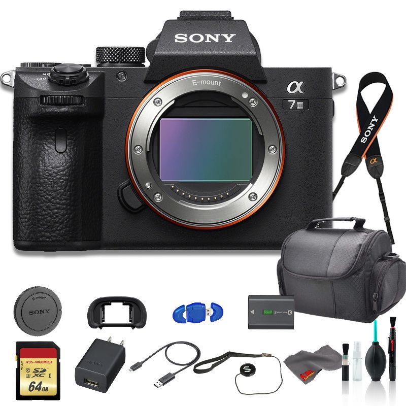 Sony Alpha a7 III Mirrorless Digital Camera (Body Only) Bundle - With Bag, 64GB Memory Card, Memory Card Reader and More, 1 of 5