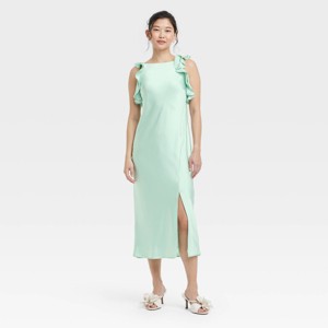 Women's Ruffle Sleeve Satin Maxi Dress - A New Day™ - 1 of 3