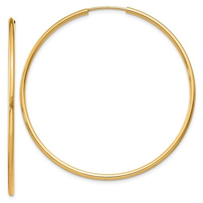 Black Bow Jewelry 1.5mm x 48mm 14k Yellow Gold Polished Round Endless Hoop Earrings