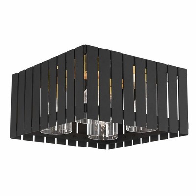 Livex Lighting Greenwich 4 - Light Flush Mount in  Black/Satin Brass