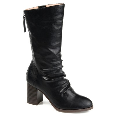 Journee Collection Womens Sequoia Heel Mid Calf Boots Black 8 :
