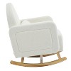 Gulches Cream White Teddy Velvet Accent Rocking Chair, Plush Upholstered Chair with Curved Back & Pillow, Sturdy Wooden Base for Living Room & Nursery - 2 of 4