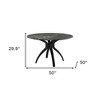 HomeRoots 50" Black Faux Marble and Steel Pedestal Base Round Top Dining Table - 3 of 4