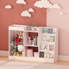KTMBDW Wooden Bookshelf with Toy Storage Organizer White Storage Cubbies,3 in 1 Bookshelf for Kids with Stuffed Animal Net for Bedroom Playroom,White - 4 of 4