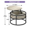 Round Lift Top Coffee Table with Storage and Hidden Compartment Wood Farmhouse Center Table For Living Room - 2 of 4