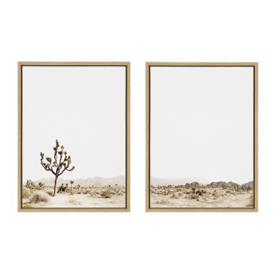 Natural Brown Framed Desert Landscape Canvas Art Set, 24 inches