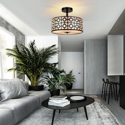 TOBILI Patterned Carved Round Ceiling Lamp (Black).6