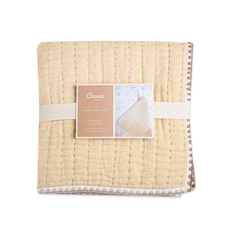 Crane Baby Quilted Baby Reversible Blanket - Kendi Natural, 5 of 11