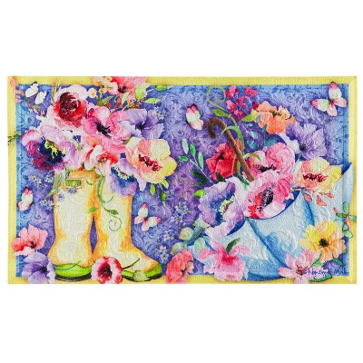 Evergreen Floral Boots Embossed Floor Mat