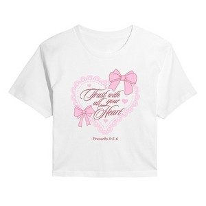 Women's - Instant Message - Trust With All Your Heart Cropped Graphic T-Shirt - 1 of 4